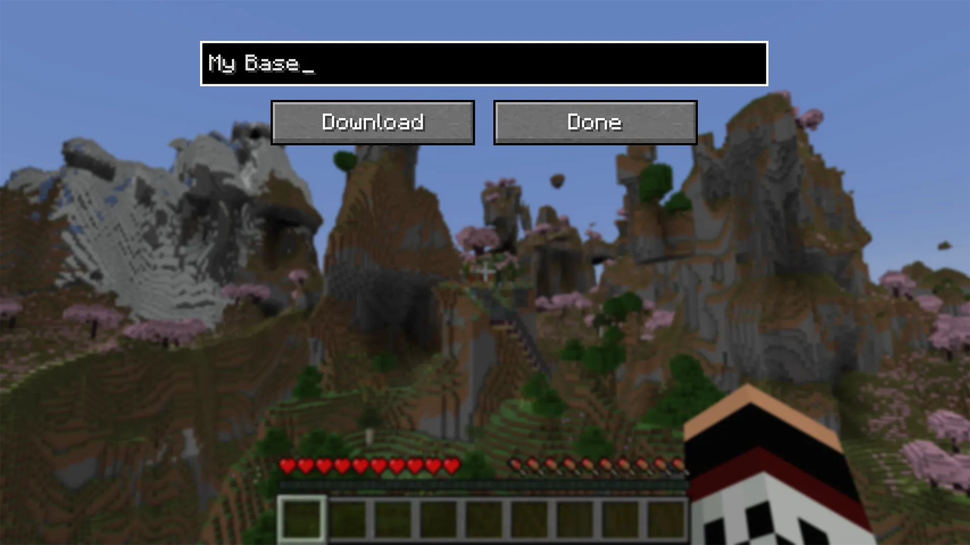 The downloads screen with the name My Base typed and the Download button ready