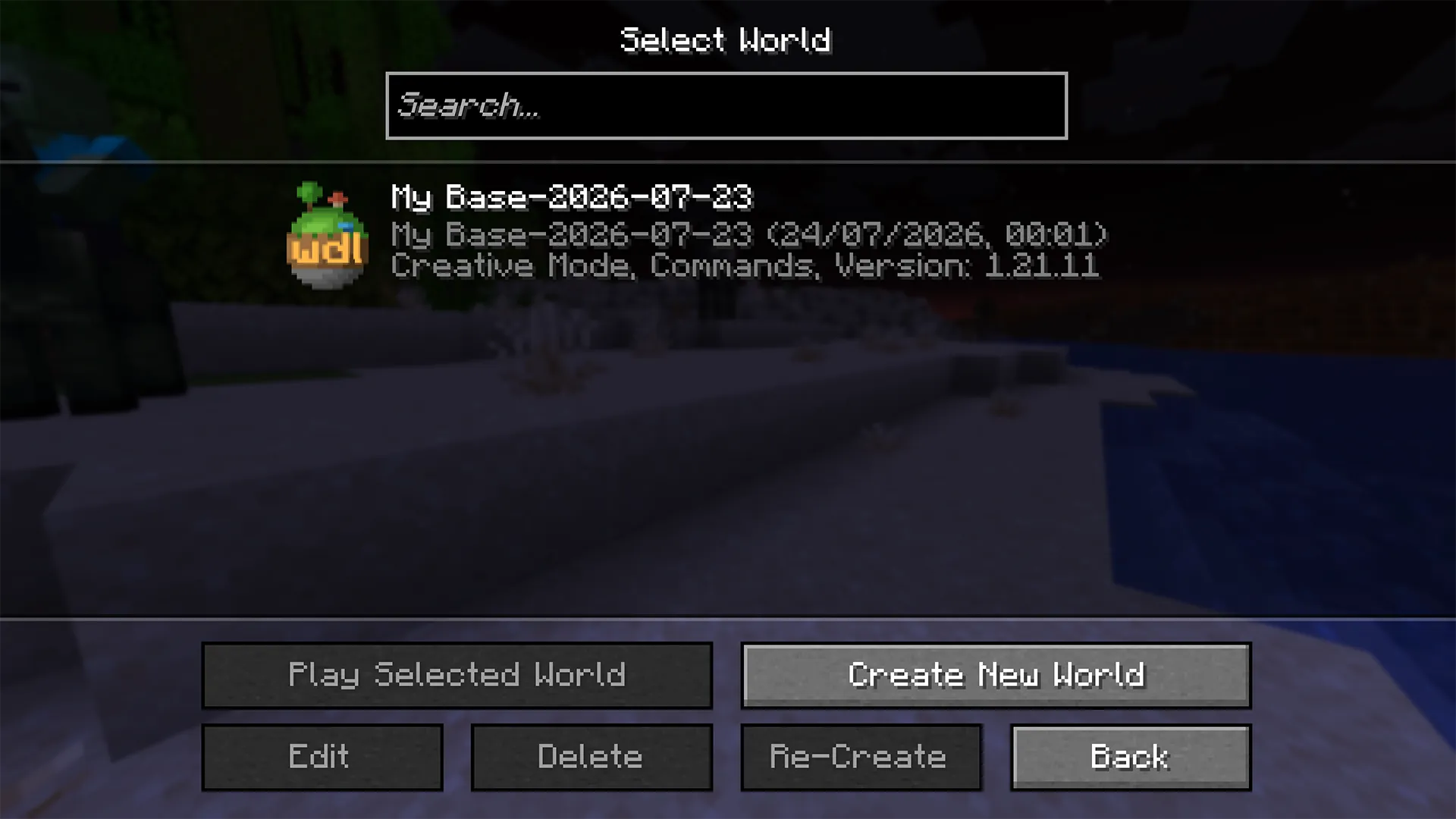 The downloaded world in the singleplayer world list